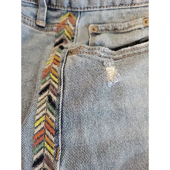 Knox Rose Embroidered Jeans Boho Western Indie Festival Chevron Stretch Size 8 - Picture 7 of 11